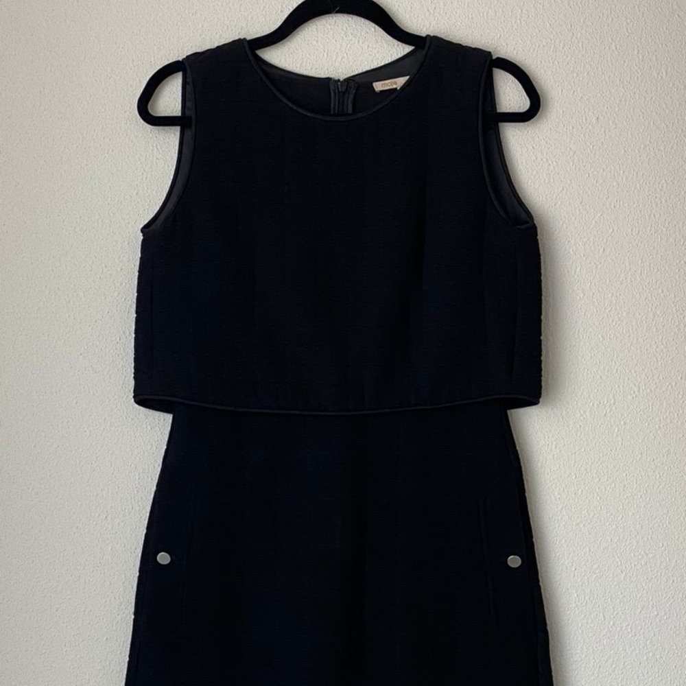 MAJE 2-in-1 Textured Black Mini Dress
